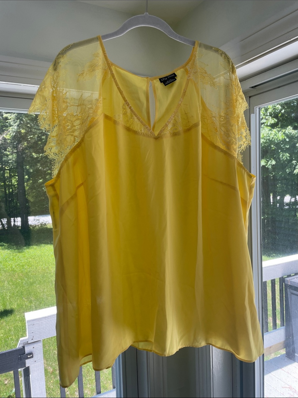 City Chic Yellow Lace-Trim Camisole